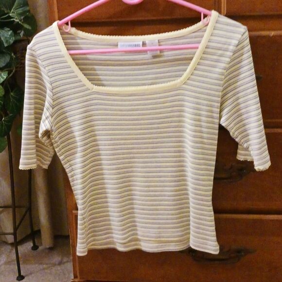 Woman's YellowโStripped Top by Canyon River Blues - Medium - Picture 3 of 8